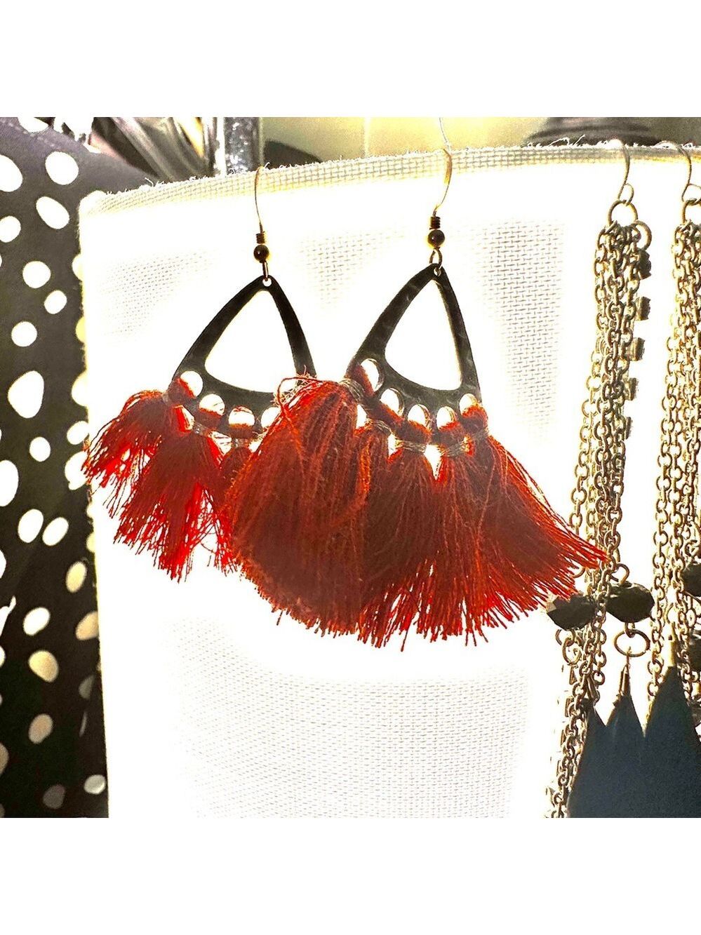 Elegant Red Tassel Earrings